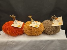 Set Of 3 Small Decorative Pumpkins Fall Autumn Halloween