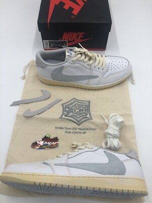 Jordan Retro Low OG Neutral Gray Custom Aged w/ Suede Reverse Checks Size 