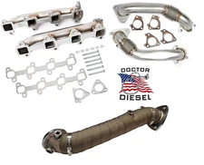 HIGH FLOW Exhaust Manifolds & Turbo Up Pipes for 2015.5-2016 6.6L Duramax Diesel