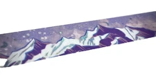 Sticker / Masking / Washi Tape - Purple Snowy Mountains with Silver Foil Accents