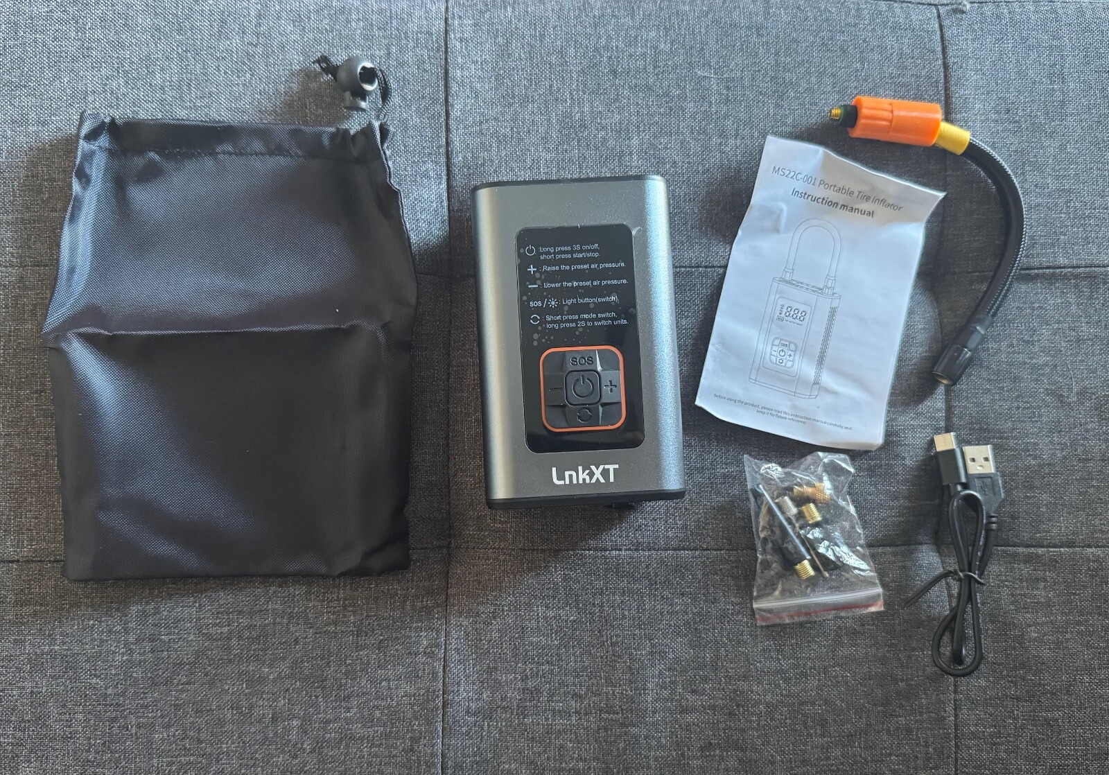 LnkXT Portable Tire Inflator, Portable Air Compressor- MS22C-001, Bike, Balls