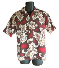 Hana Fashion Mens Hawaiian Aloha Camp Shirt Traditional Floral Size M USA Made