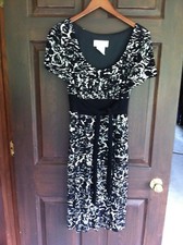 DANNY AND NICHOLE JERSEY KNIT DRESS BLACK AND WHITE WORK CAREER TRAVEL 10