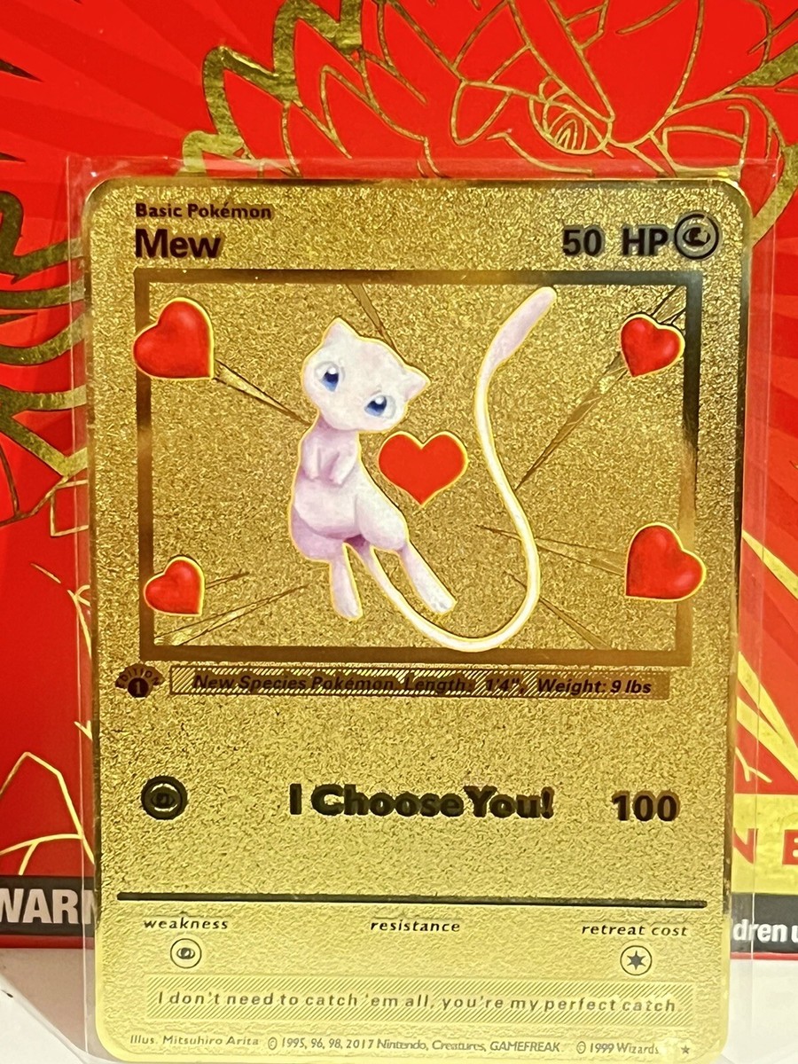 Mew I choose You! Love Gold Metal Pokémon Card- Collectible/Gift 
