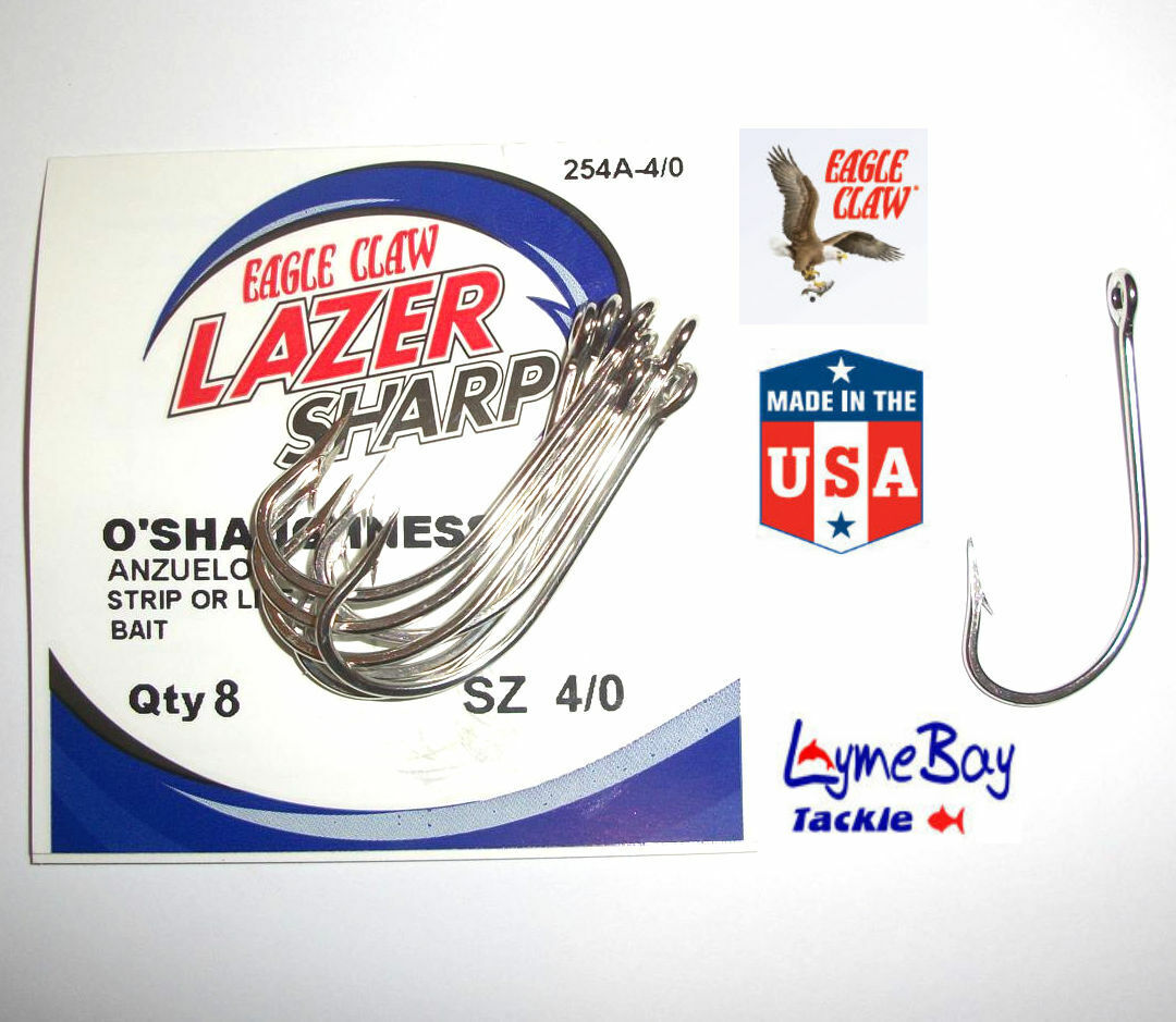 Eagle Claw 254 O'Shaughnessy Hooks - Sizes 6 to 8/0 - 254AH Lazer Sharp