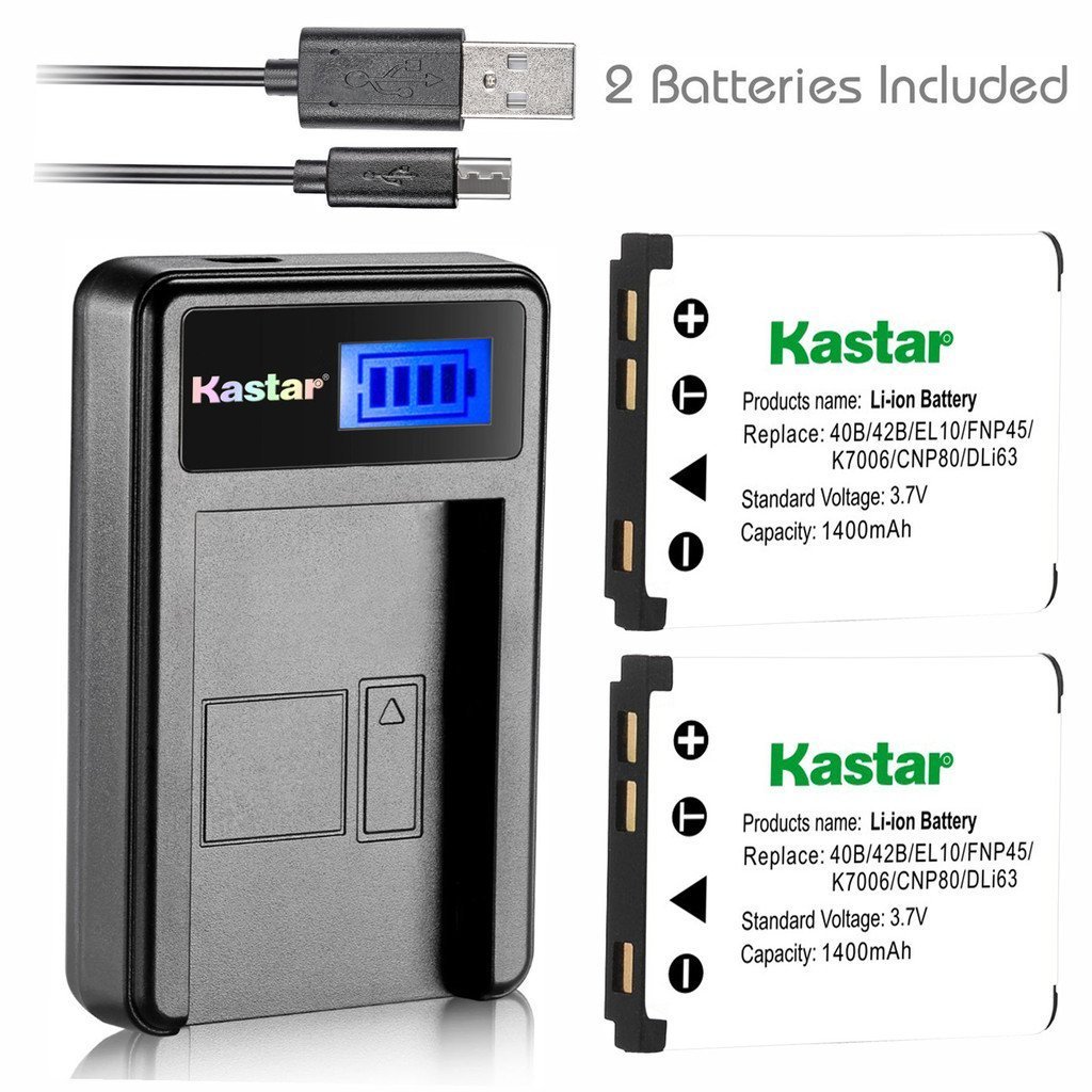 Kastar Battery Charger Kit For Pentax D-LI68, D-LI122 - Fits Pentax Q, Optio A36 - 1400mAh