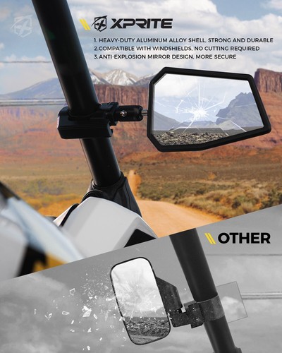UTV Rear View Side Mirrors Adjustable Fits 1.75"-2" Polaris RZR 1000 900 800 SXS - Bild 4 von 7
