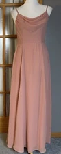 Y2K Chiffon Maxi Slip Dress 6 Mauve Cowl Neck High Slit Bridesmaid Wedding Fairy