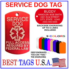 BEST Service Dog Collar Tag Personalized Engraved USA Made HIGH QUALITY - $4.95