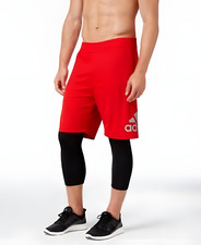 Men's Adidas 'Crazylight' 2-In-1 Running Tights & Shorts, Large - Black/Red NWT