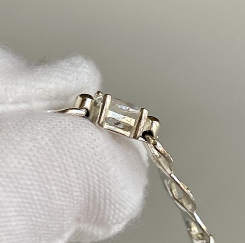 925 Sterling Silver Oval Solitaire Wavy Link Tennis 7.25” Bracelet Ladies SU 7g - Picture 21 of 24