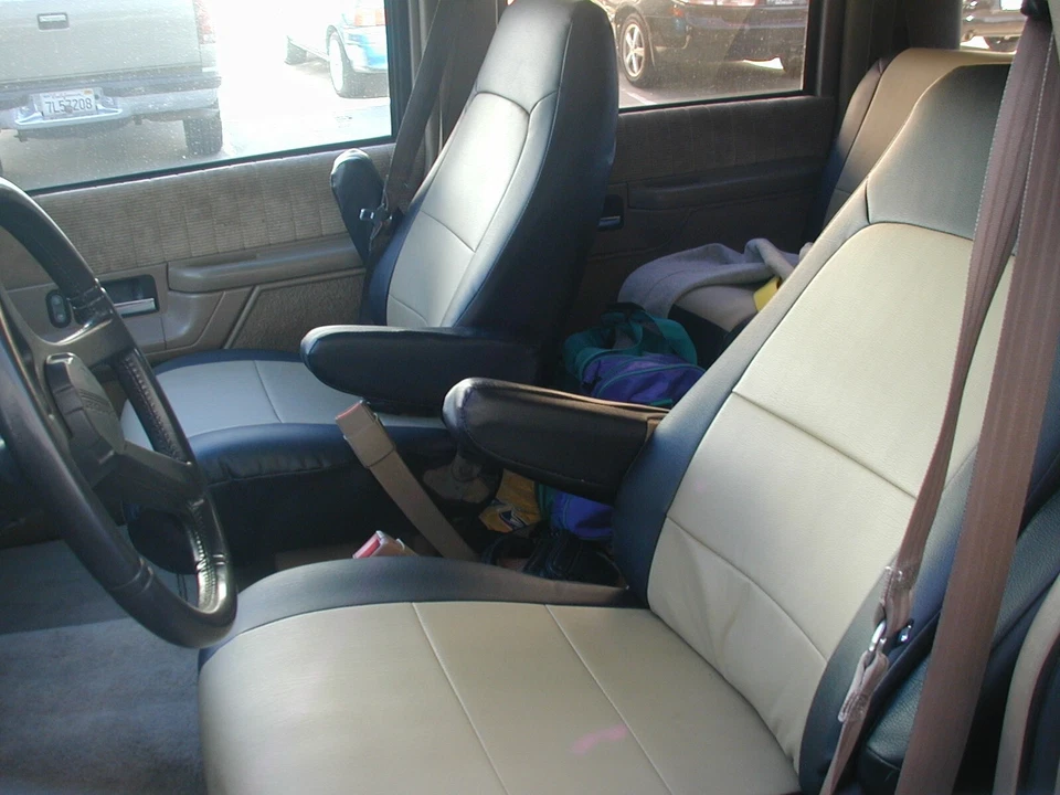 para CHEVY SUBURBAN 1992-1994 S. CUERO AJUSTE PERSONALIZADO 2 FUNDAS ASIENTO DELANTERO 13 COLORES Foto 3 de 4