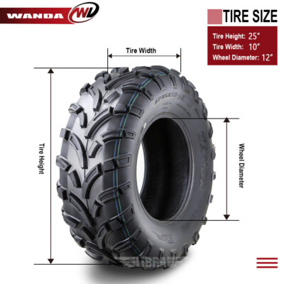 18-19 Kubota RTV X1140 XG850 SIDEKICK Full Set 4 ATV Tires 25x10 12 P341 Solid Mud