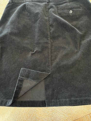 LL BEAN Classic FIT Black Corduroy Skirt Sz 16 Waist 36” Length 23” Back Slit - Picture 6 of 8