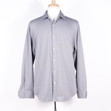 Mizzen Main Trim Fit Black Gingham Check Button Up Shirt w Stretch - SZ XL