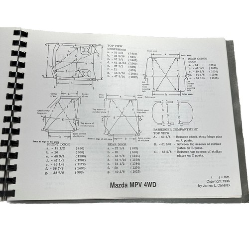 1996 Tru-Way Co. Truway Import Car And Truck Body & Frame Dimension Charts - Picture 6 of 6