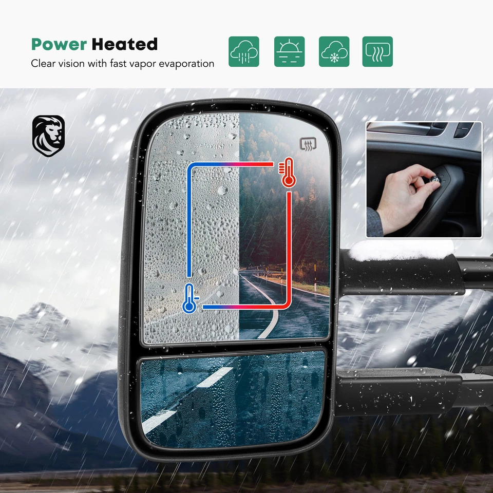 2x Power Heated Tow Mirror w/ Turn Signal Blind Spot for Toyota Tundra Sequoia - Image 4 of 4