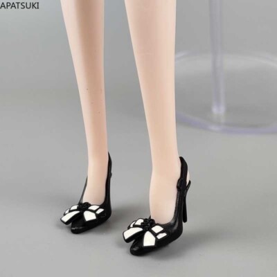 Black Bow Tie High Heel Sandals Fashion Doll Shoes For 11.5'' Doll Accessories