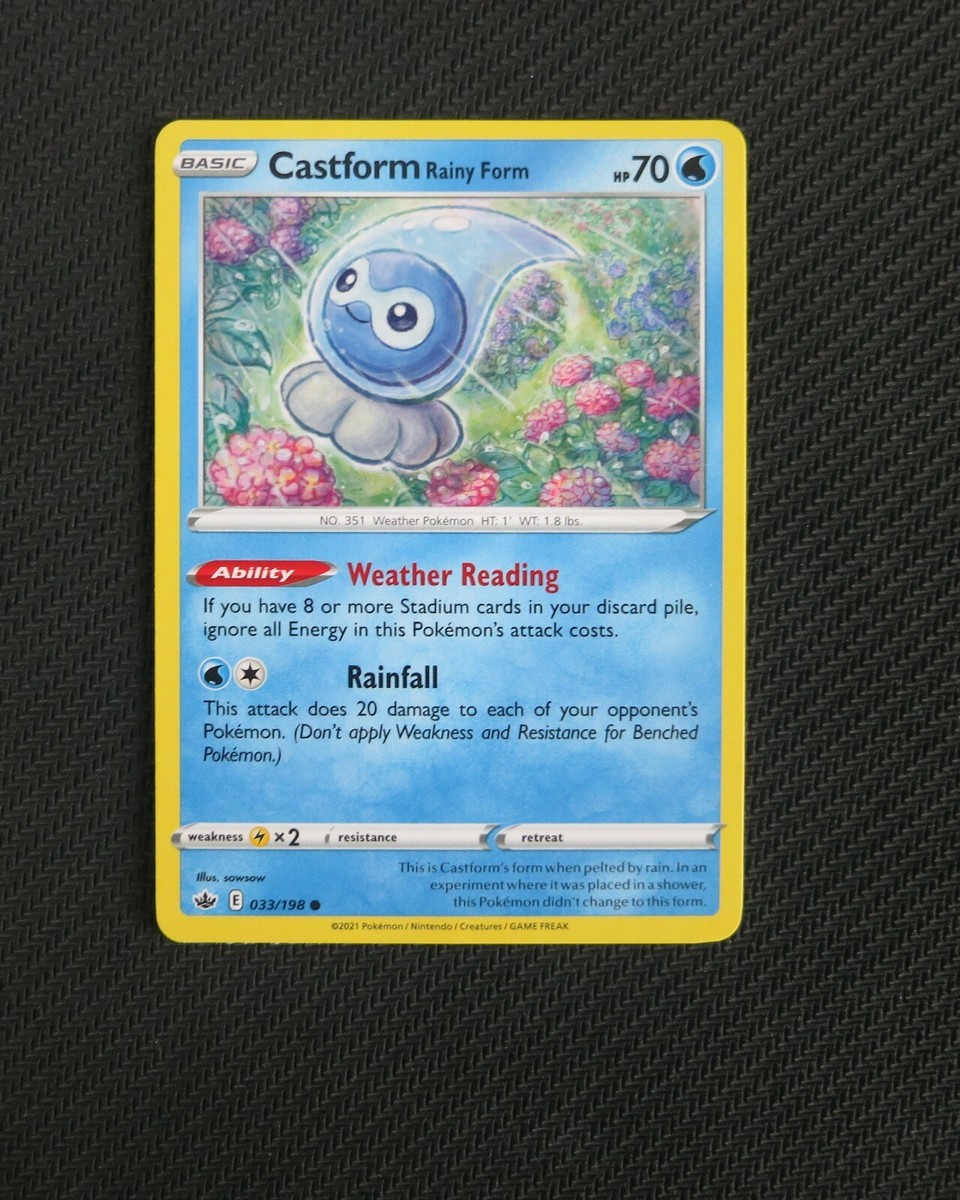castform rainy form pokemon card value Castform Rainy Form Common SWSH06: Chilling Reign 033/198 LP main image 0