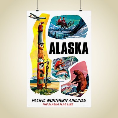 PNA Alaska 1958 Matte Aviation Poster 
