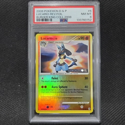 2008 Pokemon: LUCARIO 6/130 - [Reverse] - [DP Burger King Promo] - NM/MT - PSA 8
