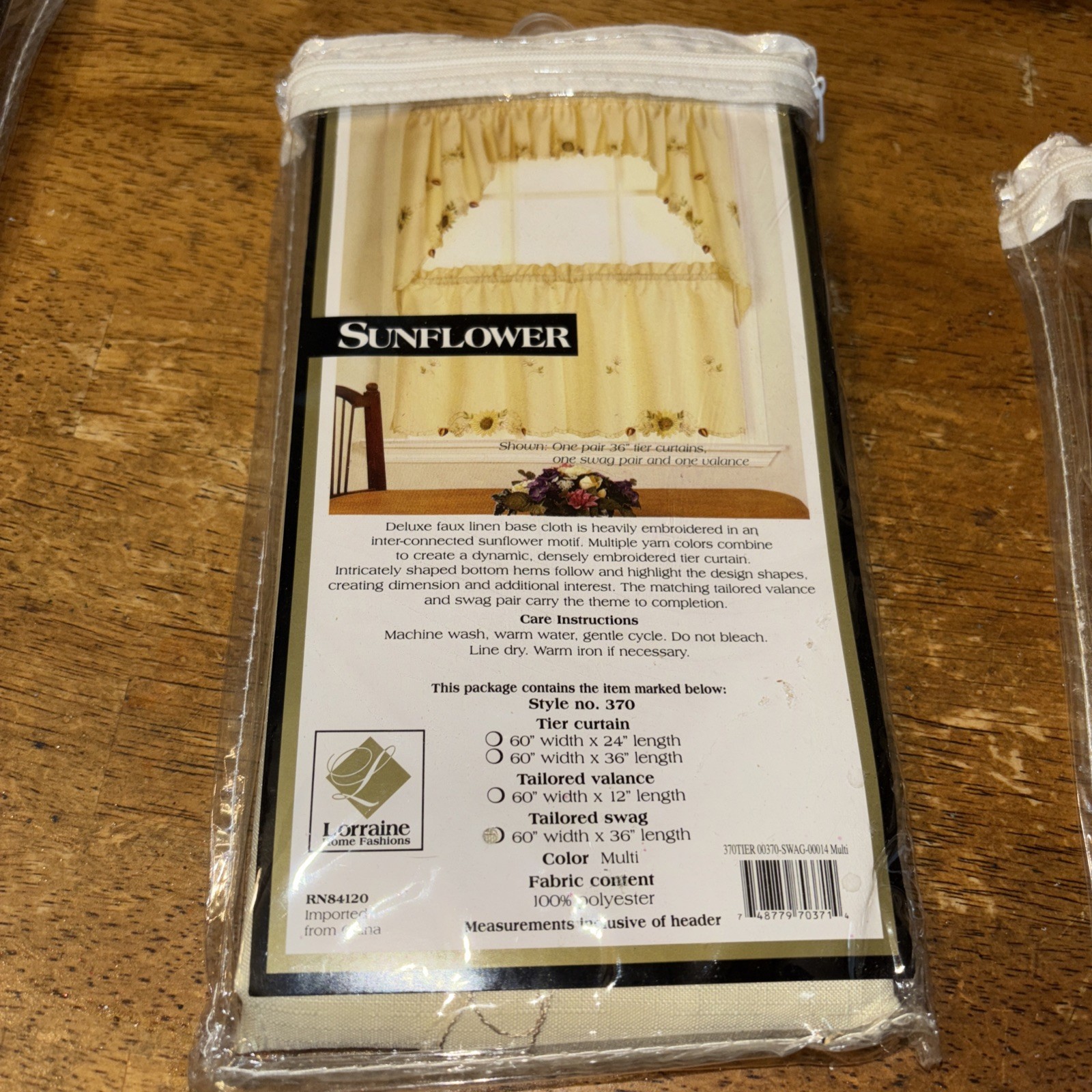 SUNFLOWER Valance, 60” Width X 12” Length Beige   New By Lorraine Home Fashions