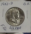 1953 D US Franklin Half 50c Unc