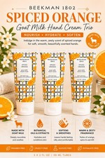 Beekman 1802 Spiced Orange Goat Milk Hand Cream Trio Set 3 / 2 oz Hydrating New