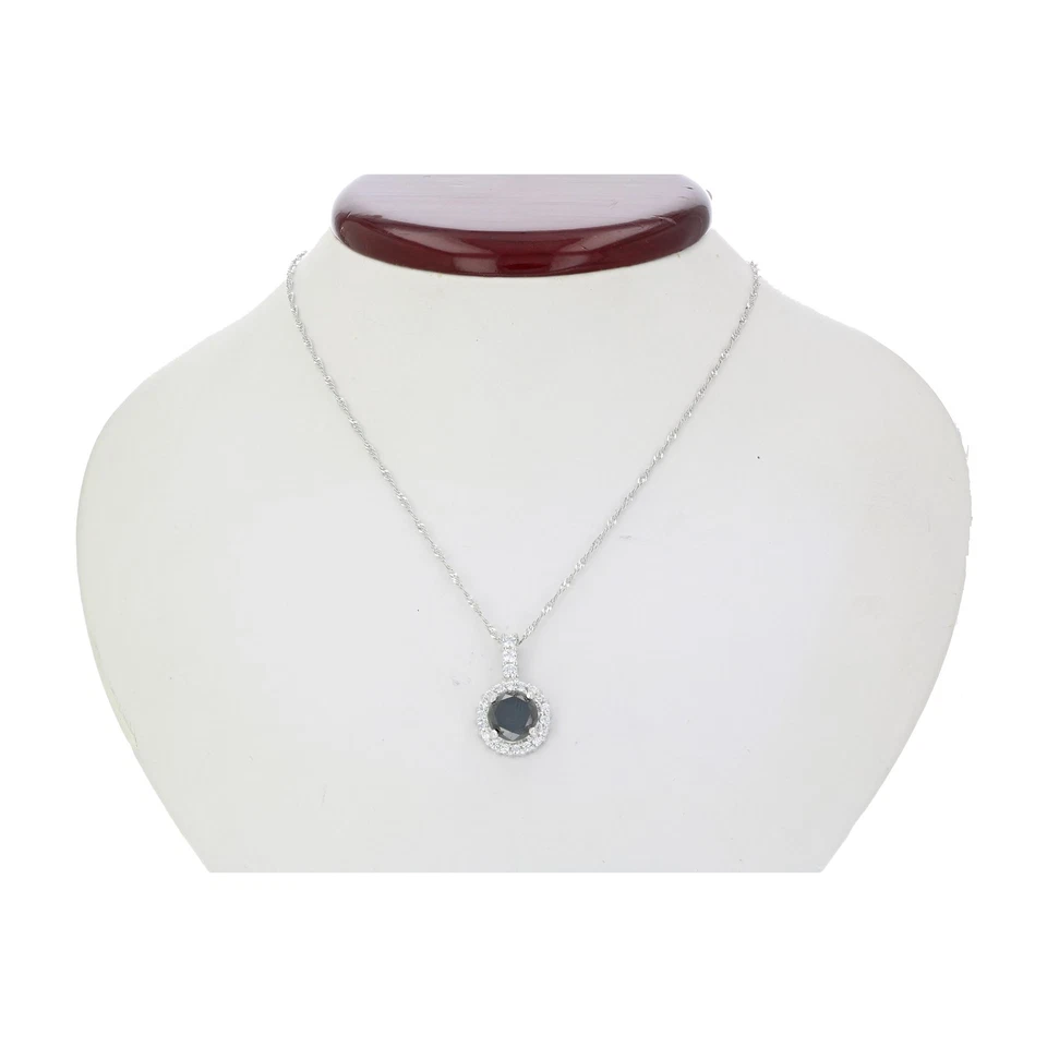2 ct Black and White Diamond Pendant Necklace for Women in .925 Sterling Silver - Image 2 of 4