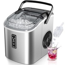 Ice Maker Countertop with Carry Handle, 9 Cubes Ready in 6 Mins, 26.5lbs/24H,...