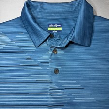Ben Hogan Performance Golf Polo Mens Medium Blue Heather Striped Athleisure