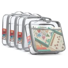 4 Pack Clear PVC Zippered Toy Storage Bags for Toy, Kids Toy, Large Gray