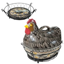 Temptations Ceramic Chicken/Hen Basket 2Qt. C...
