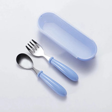 Customizable Name 3-Piece Children'S Dining Set Spoon Fork Storage Box Portable