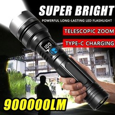Led Flashlight Type-c Rechargeable Zoom Torch Power Display Camping Light Led Flashlight Type-c Rechargeable Zoom Torch Power Display Camping Light