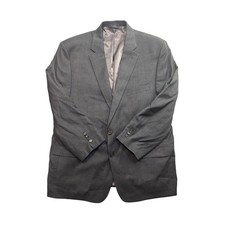 Lauren Ralph Lauren Window Pane Grey Blue Glen Plaid Two Button Blazer Coat