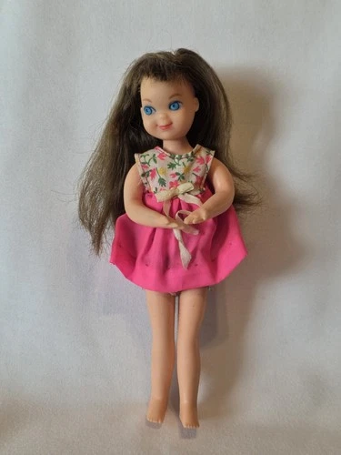 Vintage Mattel 1965 Brunette Tutti Doll #3580 In Original Dress