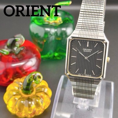 Orient Vintage Men's Quartz Watch Black Silver Dial 36mm Formal Dress