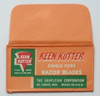 Vintage Razor Blade KEEN KUTTER Single Edge Orange - RARE - Nothing on Flap