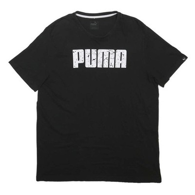 Puma Herren T-Shirt Schwarz Grafik XL Kurzarm Rundhals Baumwollmischung Freizeit