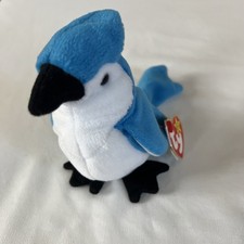 RARE WITH ERRORS TY Rocket The Blue Jay Beanie Baby Plush Toy
