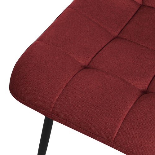Set de 6 sillas de comedor color rojo asiento acolchado con patas de acero - Imagen 5 de 7