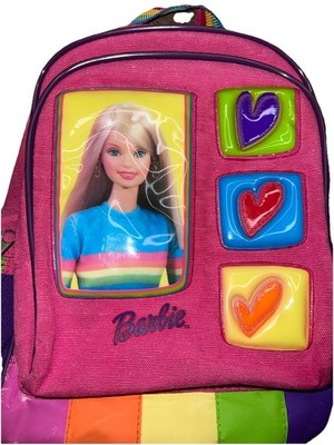 Vintage 2002 Barbie Mini Backpack Pink Purple Hearts Multi Color