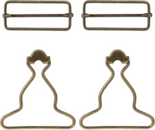 2 Pairs Overall Buckles Replacement Metal Suspender Clips With Rectangle Buckle