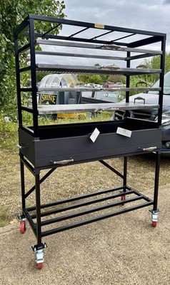 Großer Outdoor Holzkohlegrill | Industrielle Rollgrillstation mit 100 cm Feuerraum