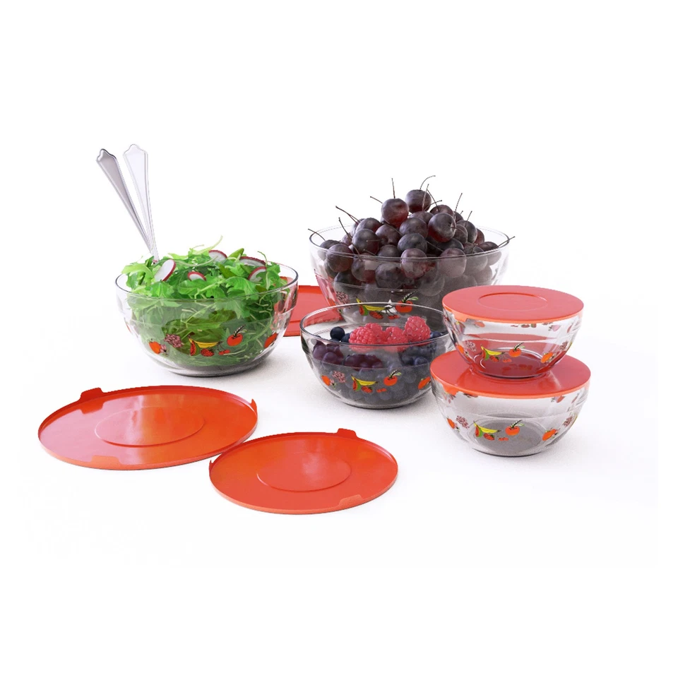 Juego de 20 cuencos de vidrio Chef Buddy - 5 tamaños 10 cuencos y 10 tapas Foto 3 de 4