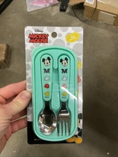 Disney Mickey Mouse Metal Cutlery Set For Kids Spoon  Fork NEW