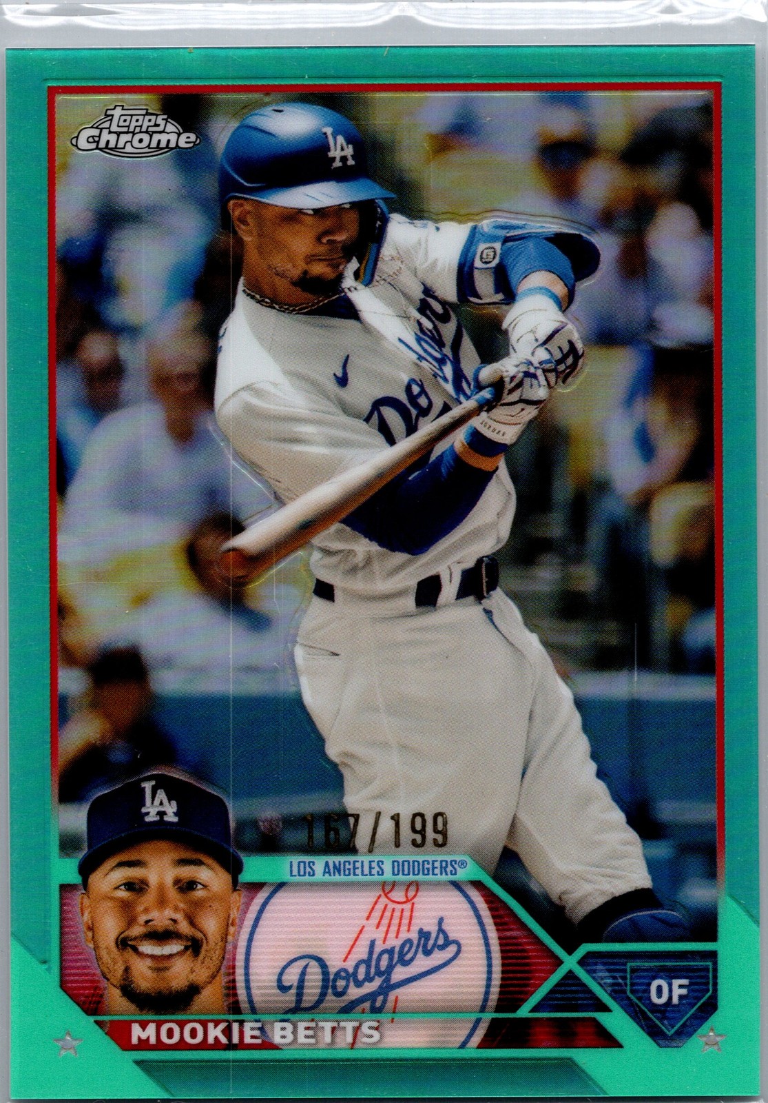 2023 Topps Chrome #150 Mookie Betts Aqua Refractors #/199