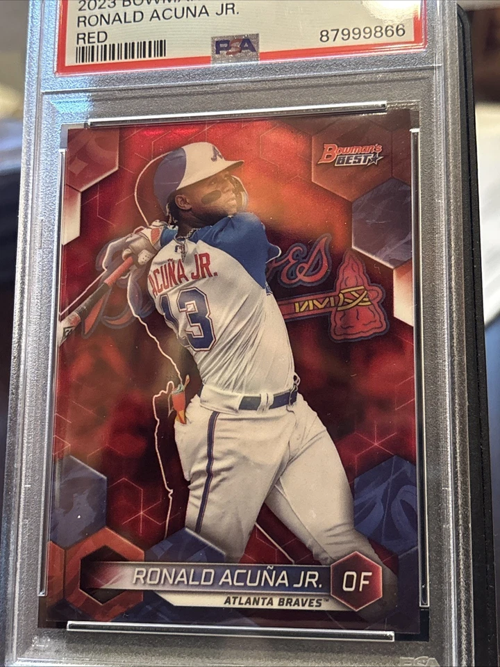 2023 Bowman’s Best Ronald Acuna Jr RED REFRACTOR/10 PSA 9 #18 BRAVES - Image 2 of 4