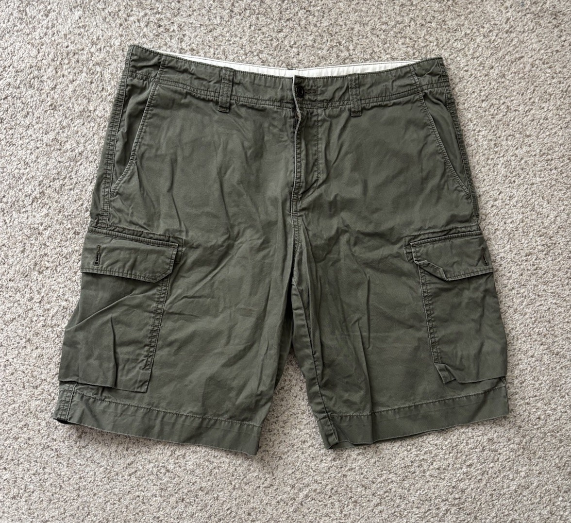 Lacoste Shorts Mens Size 34 Dark Green Cargo Canvas Shorts Rugged 90's Y2K